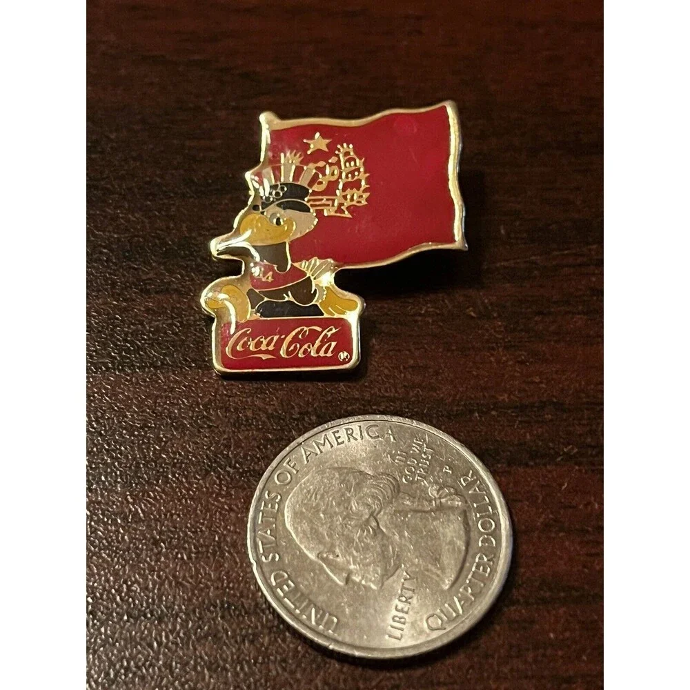 Vintage 1984 Los Angeles Olympics Coca Cola Sam Eagle Afghanistan Flag Lapel Pin